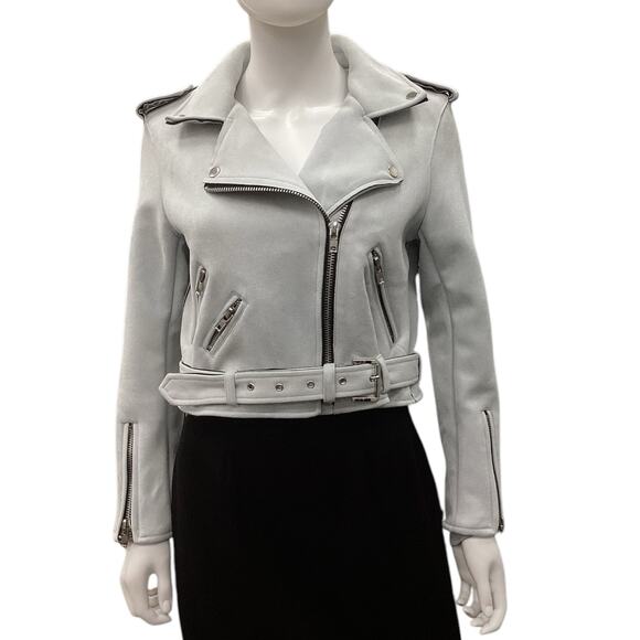Signature 8 Women’s Ultra Suede Biker Type Jacket Light Blue Size Medium